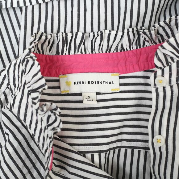Kerri Rosenthal Mia Shirt Ruffles Tunic Top Striped Printed Buttondown S 283404 - Picture 11 of 11